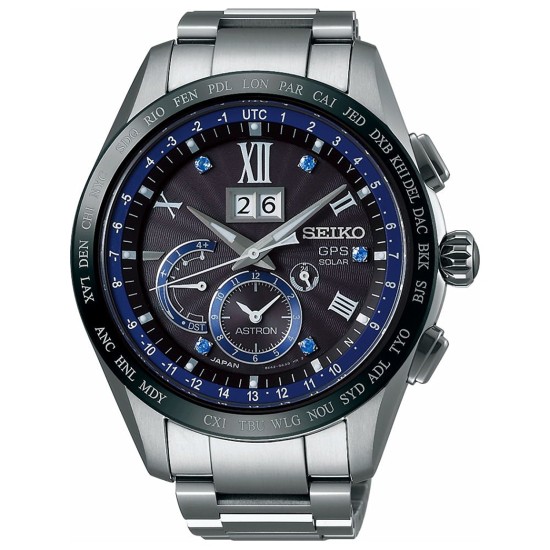 Seiko Astron SBXB145 Big-Date GPS Solar with Blue Sapphire